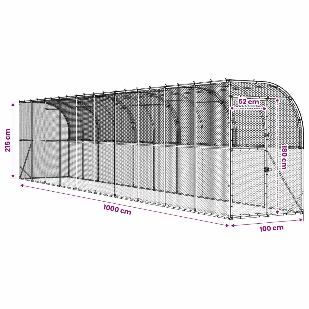 Gabbia per Polli Contro il Muro Argento 600 x 150 x 215 cm 3434709
