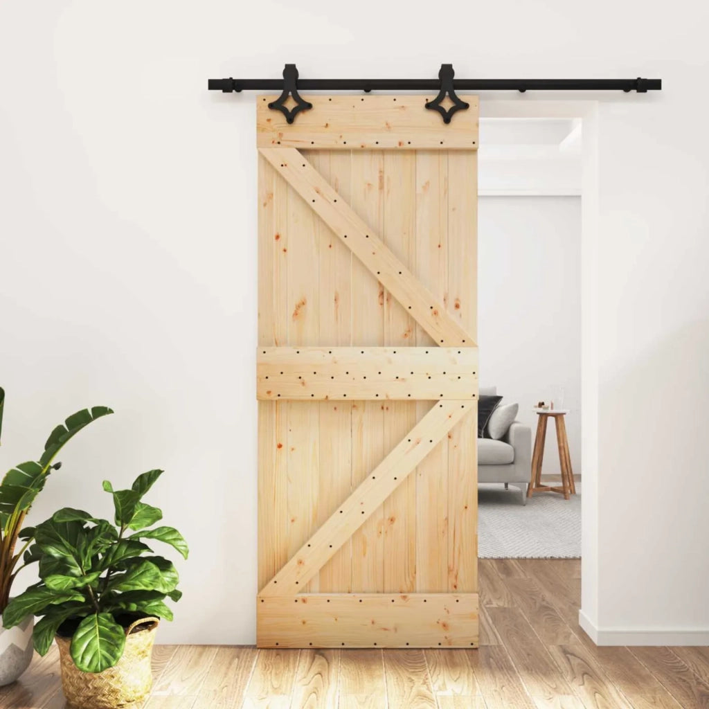 Porta scorrevole Naturale e Nero 85 x 210 cm