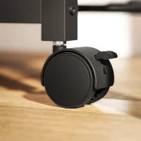 Carrello Porta Stampante a 4 Livelli con Prese di Corrente, Ruote e Telaio in Metallo, 55x37.5x100 cm, Marrone