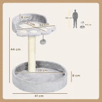 Tiragraffi per Gatti con Lettini, Corda in Juta e Peluche, 41x41x44 cm, Grigio Chiaro