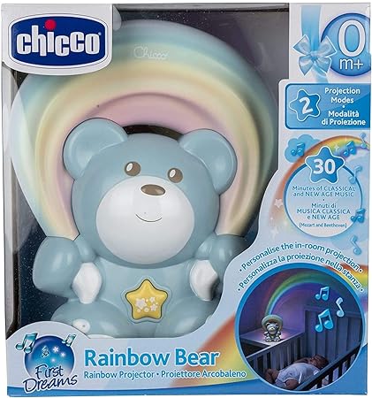 Chicco Rainbow Bear Proiettore Musicale, Luce Notturna Bambini e Neonati, Orsetto con Musica Rilassante e Proiezione Arc