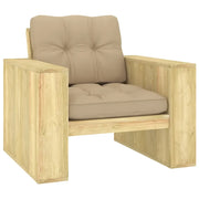 Sedia da Giardino con Cuscini Beige Legno Pino Impregnato