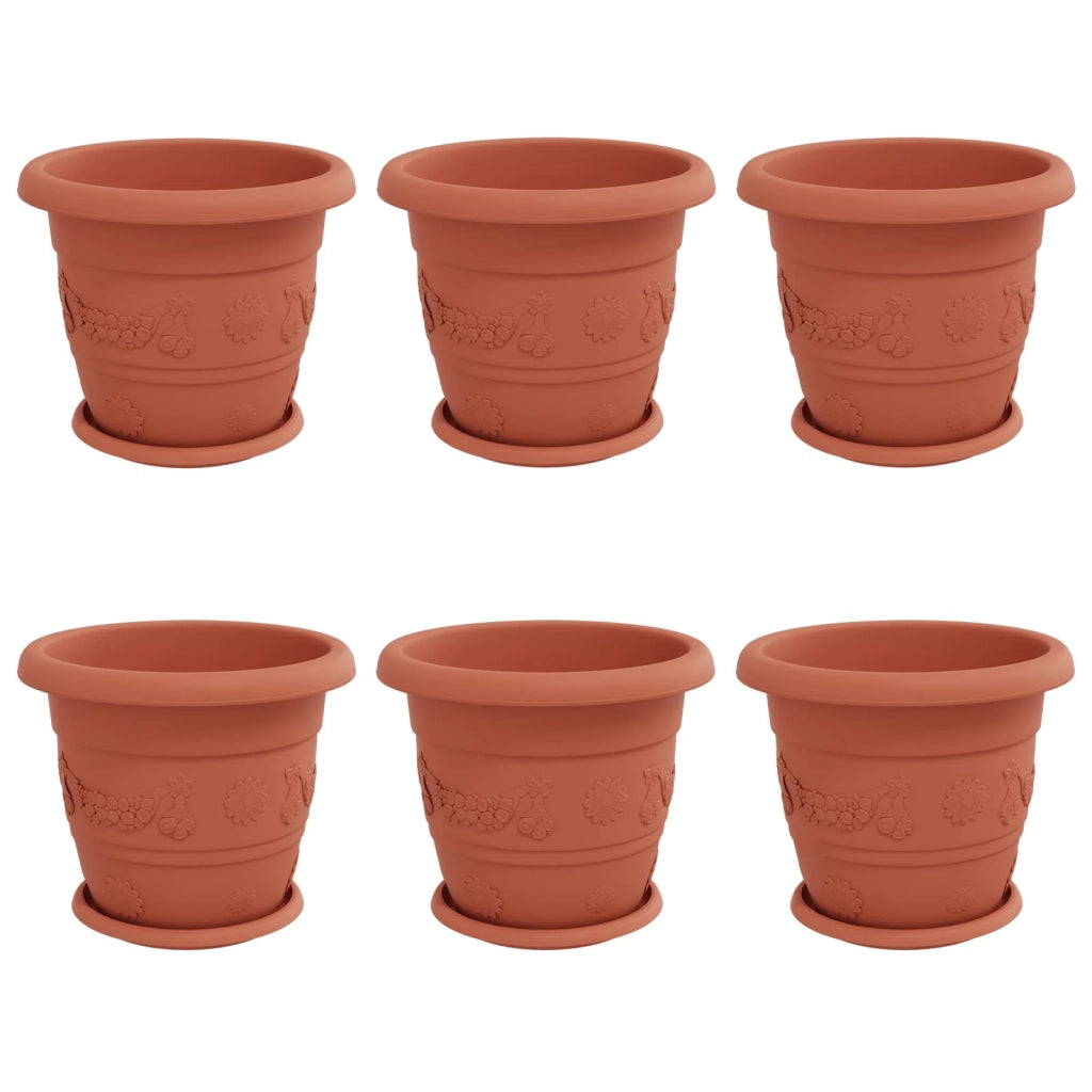 Vasi per Piante 6 pcs Rosso Mattone Ø 30 x 25 cm Plastica