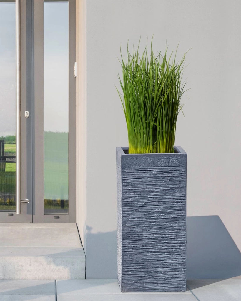 Vaso da fiori Fioriere alte in argilla in fibra grigia Accessori da giardino per interni ed esterni quadrati