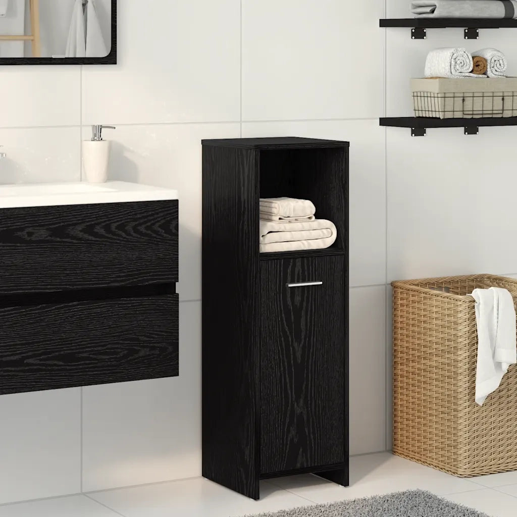 Mobiletto da bagno Rovere Nero 30x30x95 cm in Legno Multistrato 862497