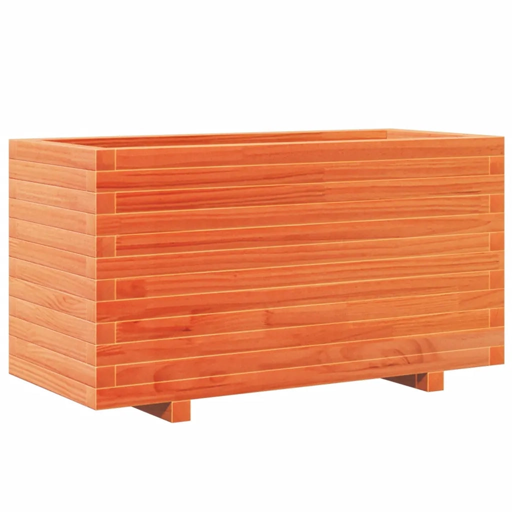 Fioriera | Cassetta per fiori | Vaso Giardino Marrone Cera 90x40x49,5cm Legno Massello Pino