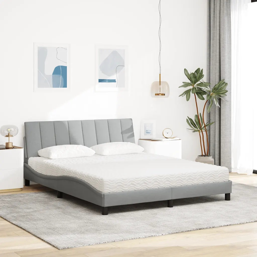 vidaXL Letto con Materasso Grigio Chiaro160x200 cm Tessuto