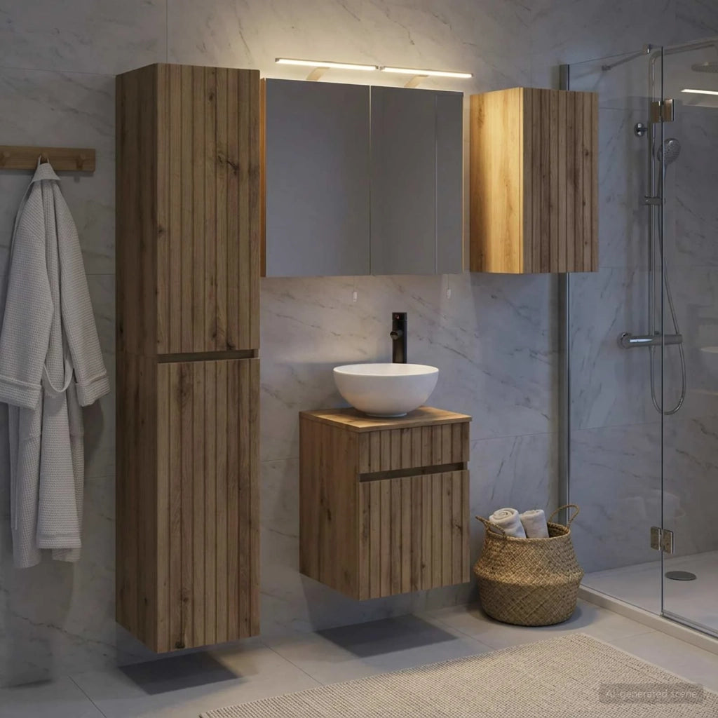 Set di Armadi da Bagno 5 pz Rovere Artigianale 3407342
