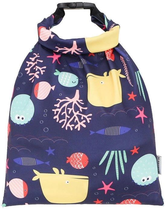 Borsa impermeabile - riutilizzabile - con disegno a rilascio - ideale per asciugamani - borsa per viaggio/toilette - con cerniera - lavabile - borsa per riporre