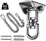 Capacità 450 kg, plafondhaak 360 gradi girevole in acciaio inox premium con catena di estensione, grappini e funzione oscillante