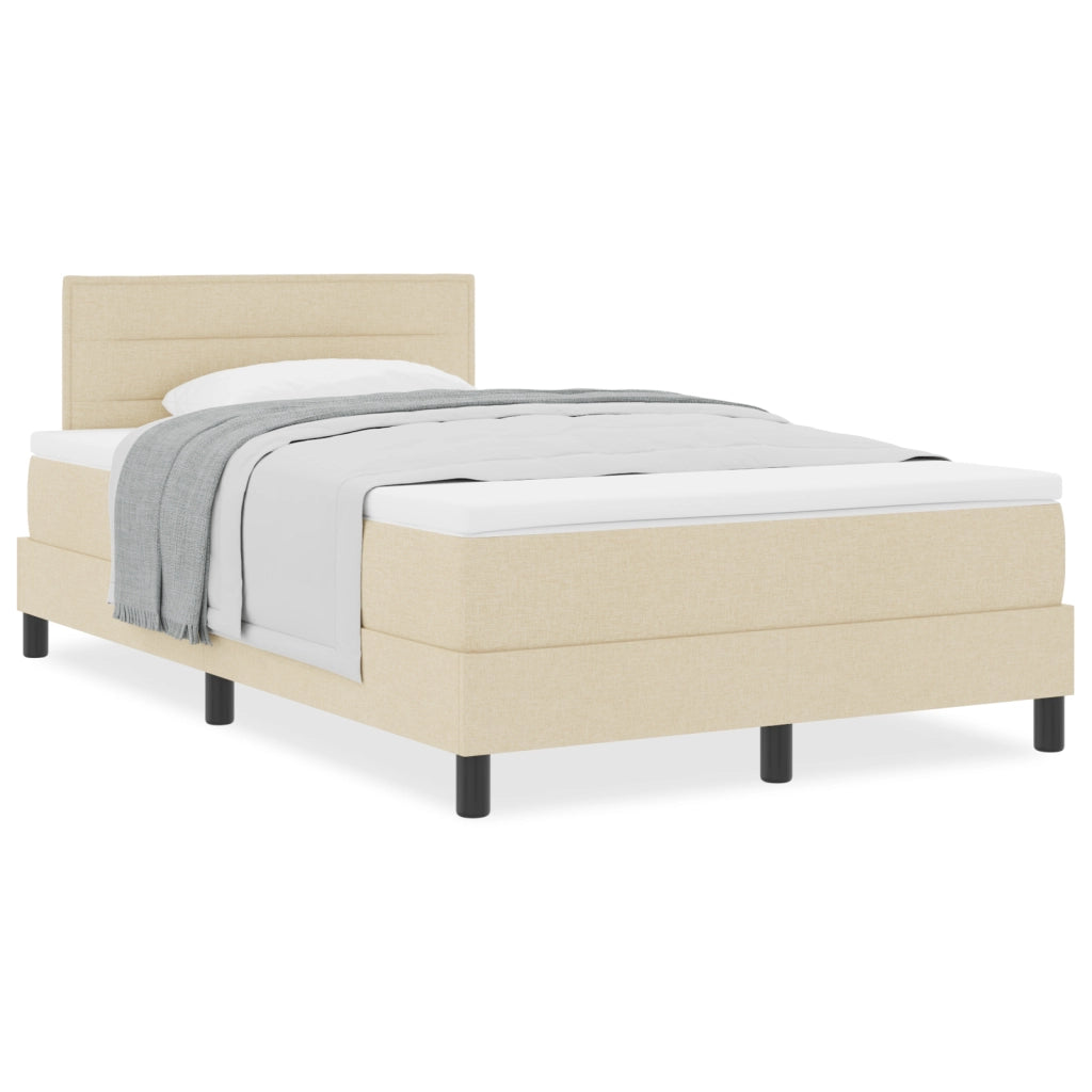 Letto con Rete a Molle e Materasso Crema 120x190 cm Tessuto