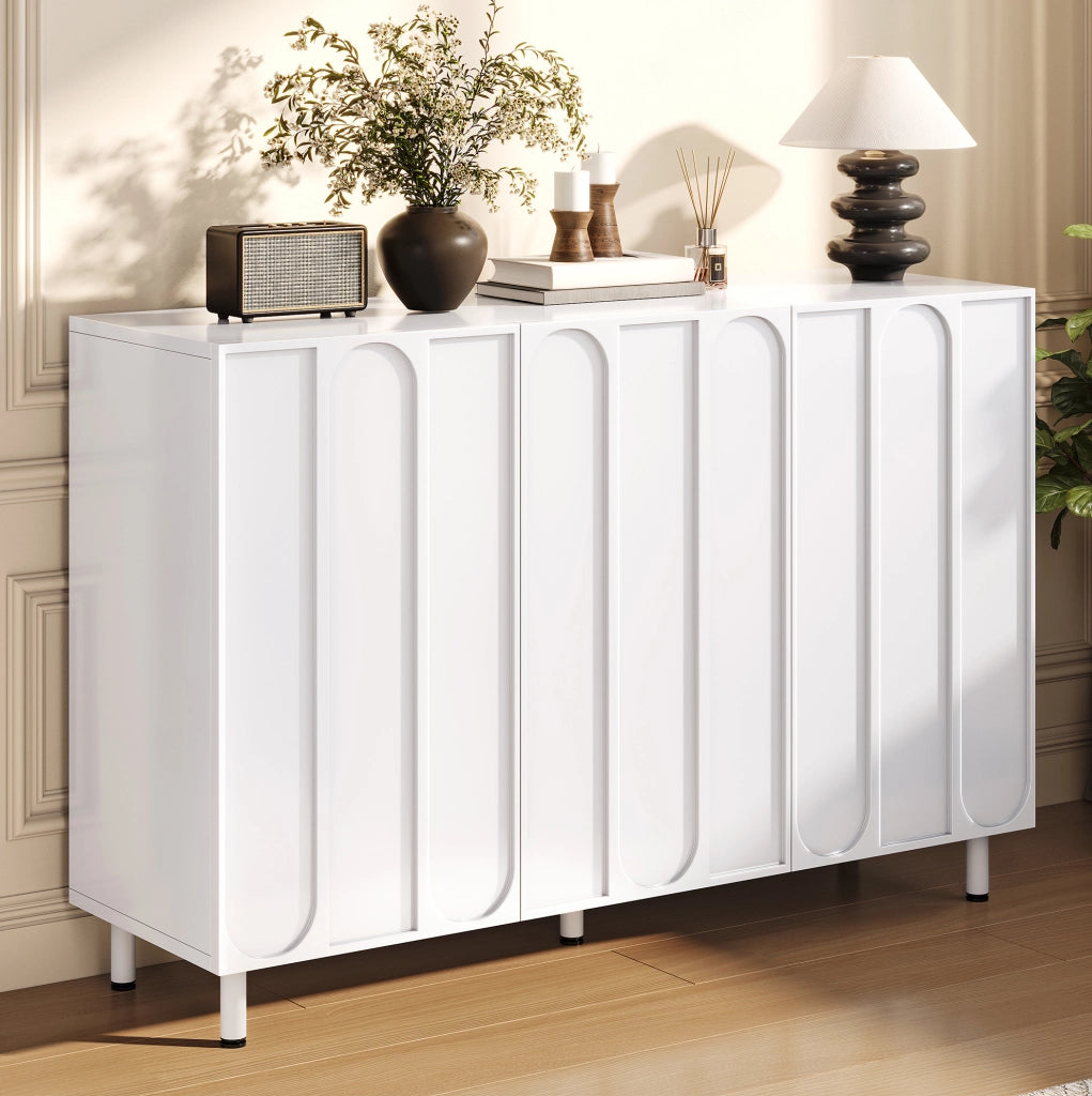 Scarpiera Sideboard a 3 ante 120x37x80 cm in PB e MDF bianco