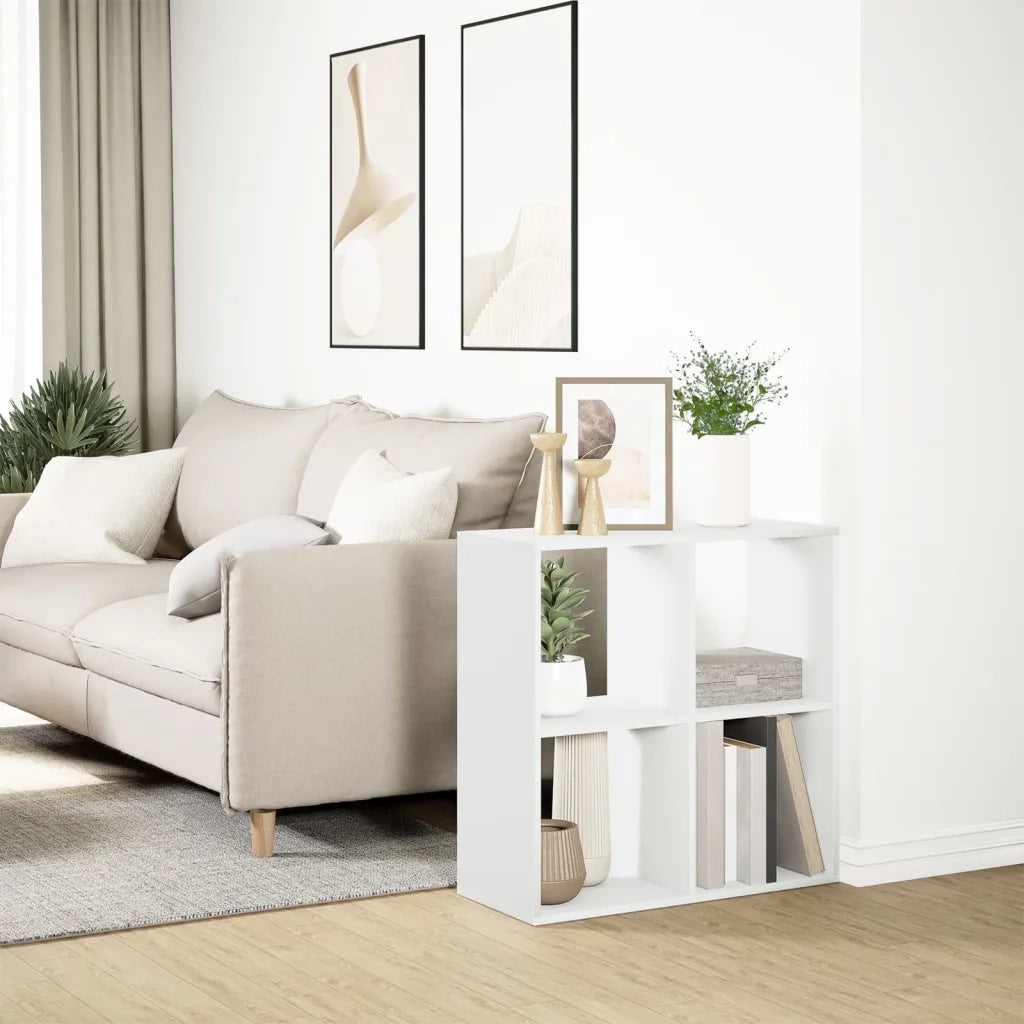 Libreria divisoria bianca 69,5x29x69,5 cm in legno ingegnerizzato 858003