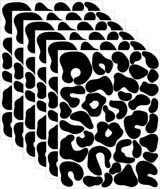 Set di 6 adesivi per parete a tema leopardo, adesivi per bicicletta, adesivi per parete irregolari, set di adesivi neri, adesivi decorativi per parete, decorazione per la casa