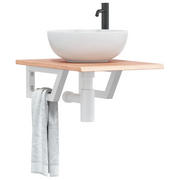 vidaXL Ripiano a Parete per Lavabo in Acciaio e Massello di Rovere