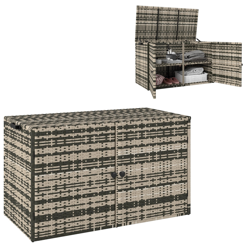 Cassa in Rattan con Coperchio 350L 2 Livelli ¨C zephmum ¨C 118x57x69 cm Grigio
