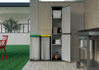 Armadio da Esterno 34x40x165 cm 1 Anta 4 Ripiani in Resina Grigio