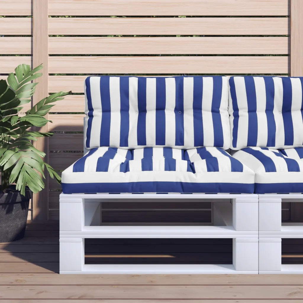 Cuscino per Pallet Strisce Bianche e Blu 80x40x12 cm in Tessuto 360616