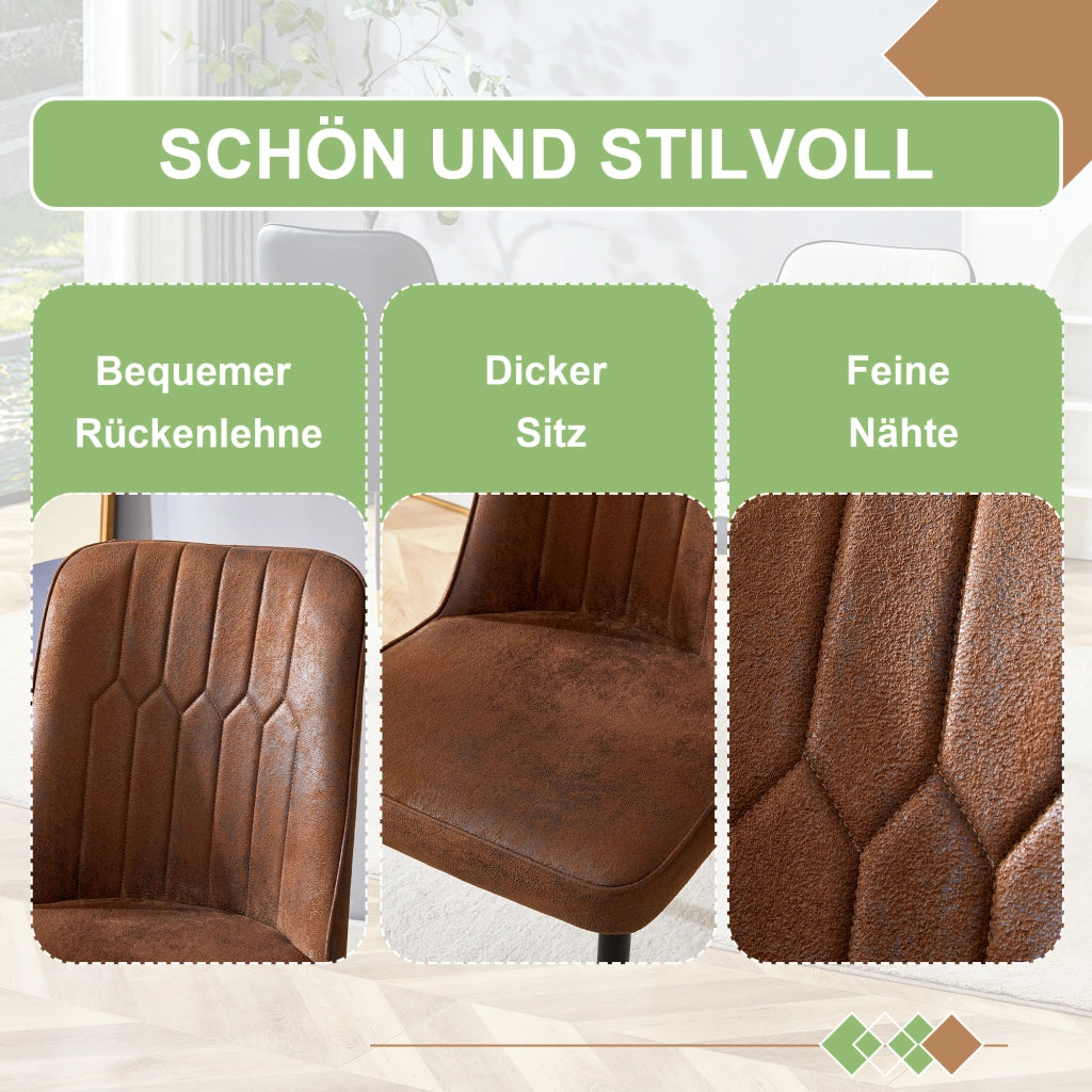 Sedia da Pranzo con Schienale Ergonomico, Gambe in Metallo e Feltrini Antiscivolo, in Tessuto Tecnico, Marrone Nero