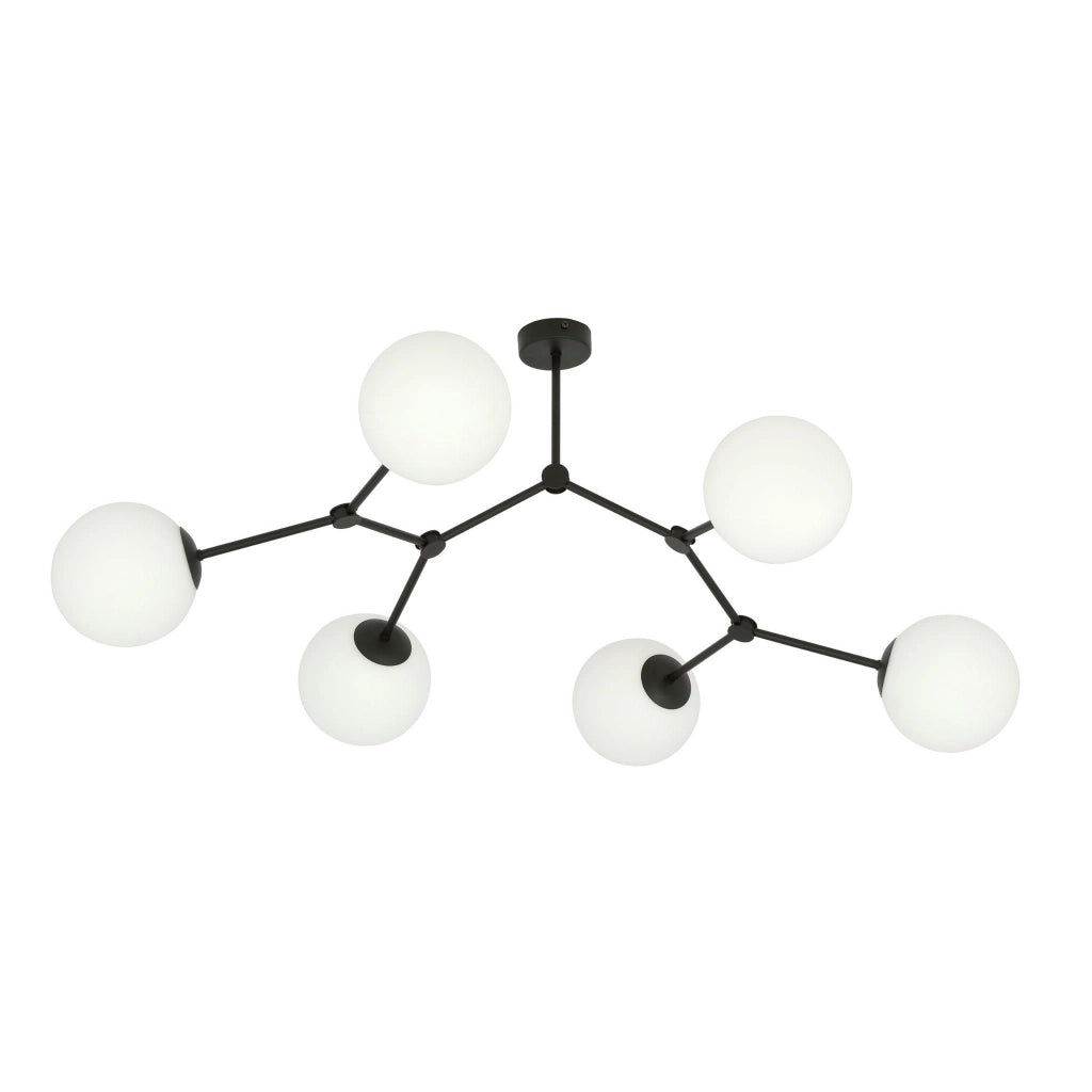 Lampadario Emibig Space 6xE14 nero/opalino dimmerabile