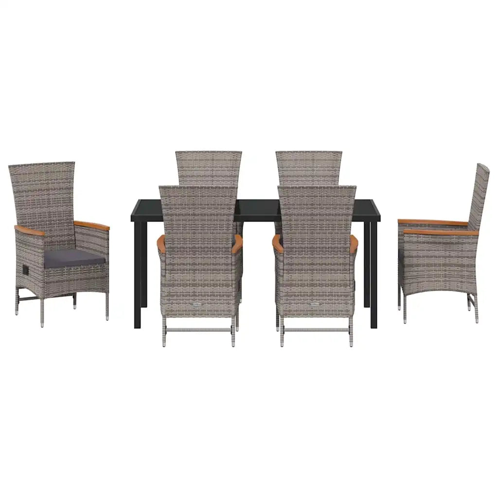 Set da Pranzo per Giardino con cuscino 7 pcs Grigio 3379440