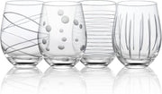 Set di Calici in Cristallo senza Stelo Artigianali - 520 ml - Set da 4 - Calici in Cristallo per Matrimoni, Anniversari e Regali di Festa