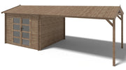 Casetta da giardino in legno – 3x3 m con estensione 4x2.76 m - 20 m² - DOM676+DOS194 - ALTANKA