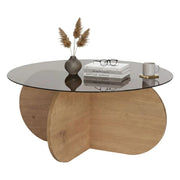 Cugnoli, Tavolino da Salotto Forma Rotondo, 75x75x35h cm Marrone Rovere
