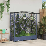 Letto Rialzato con Griglia e Tetto Grigio 163 x 40 x 126 cm PP