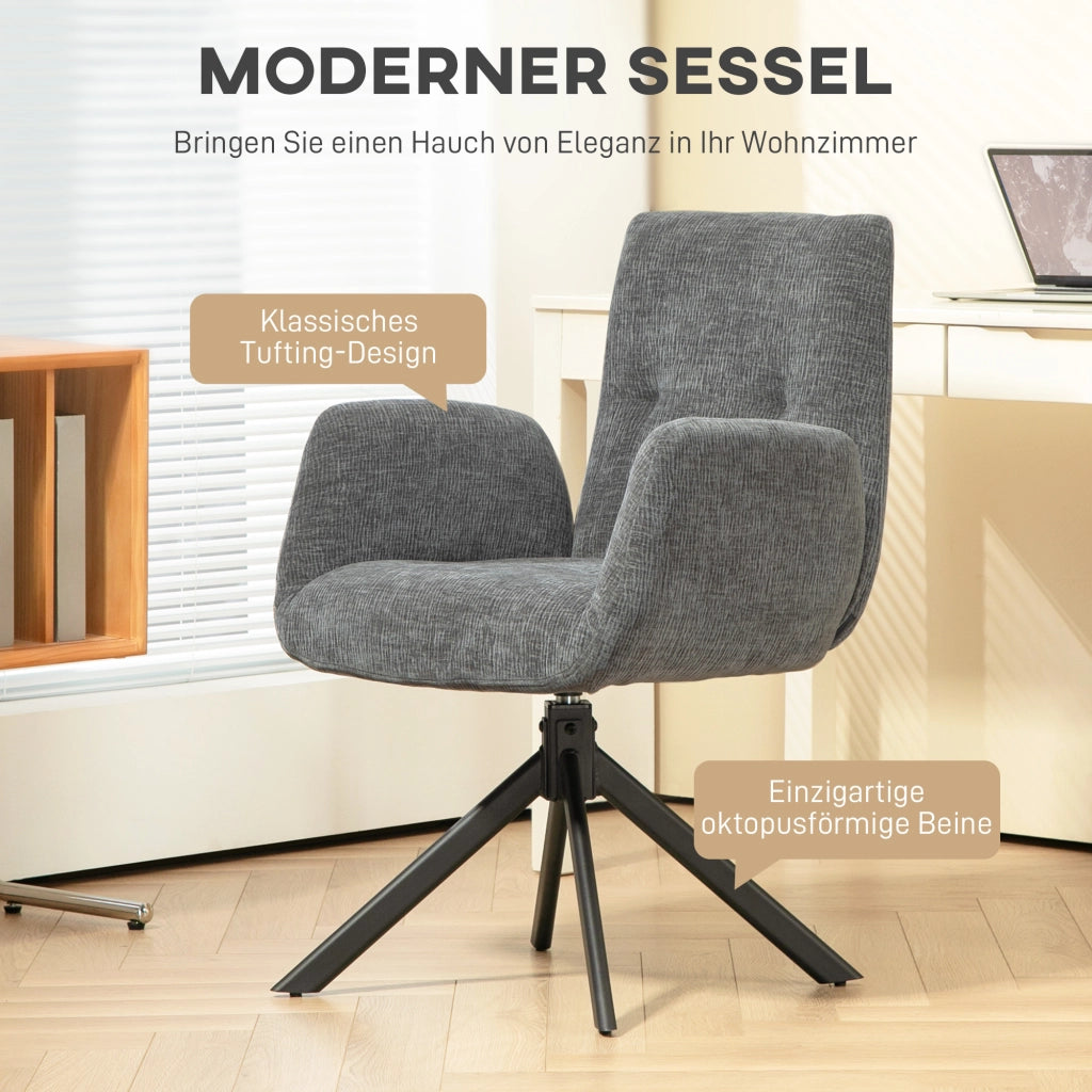 Poltrona girevole moderna imbottita ¨C zephmum ¨C grigio scuro 120 kg