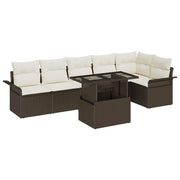 Set Divano da Giardino con cuscino 7 pcs Marrone Poly Rattan 3357031