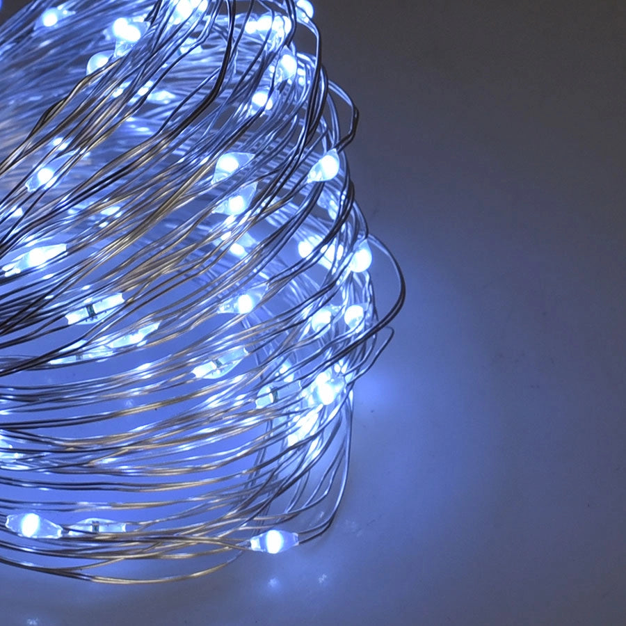 CATENA LUMINOSA SOLARE 100 MICRO LED 10 METRI DI LUCE BIANCA - 8 MODALITA' DI ILLUMINAZIONE E CAVO FLESSIBILE