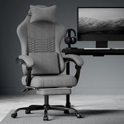 Sedia da ufficio ergonomica in tessuto con poggiatesta supporto lombare braccioli sincronizzati e poggiapiedi grigio scuro