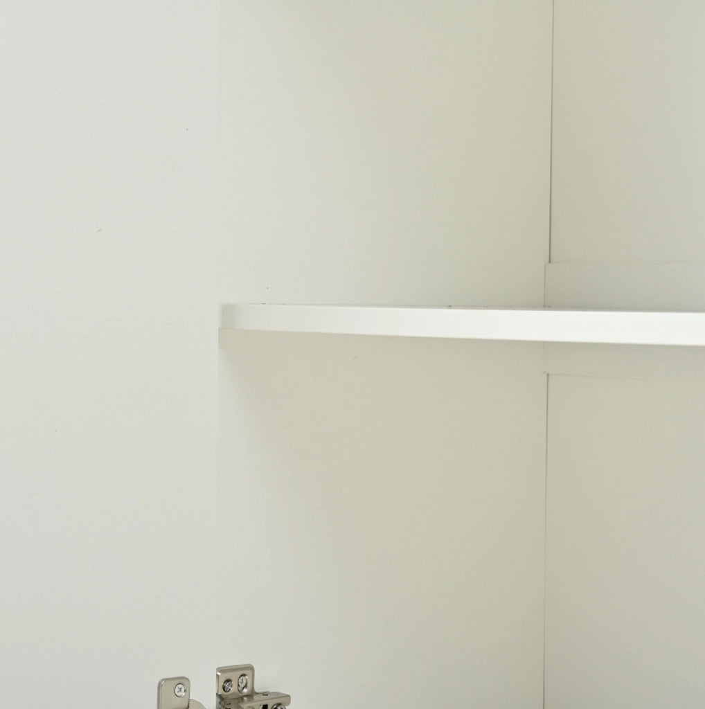 Credenza 160x37x75.5 cm con 4 ante geometriche lucide e push to open in truciolare bianco e nero