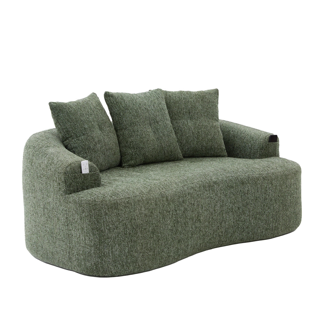 Divano 2 posti in chenille con molle insacchettate, cuscini spessi e design profondo verde 164 × 92 × 60 cm