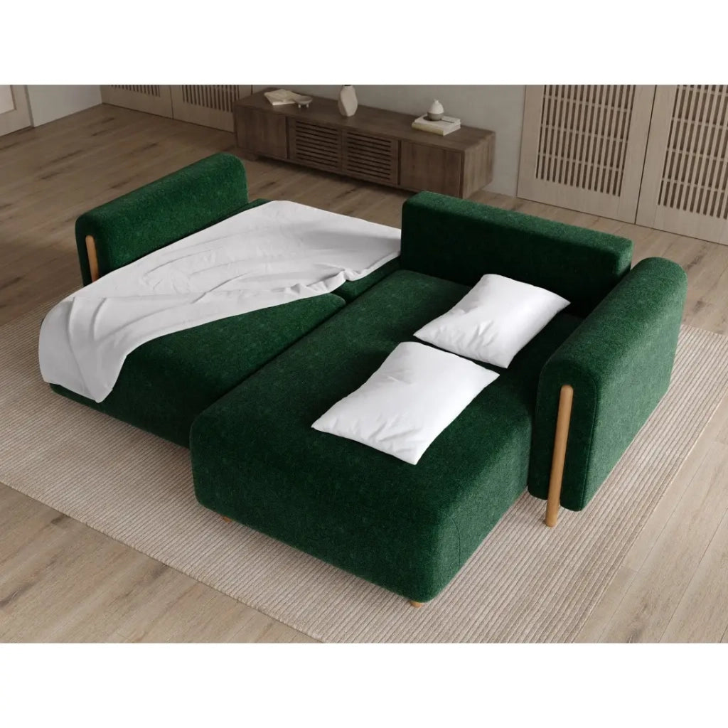 Divano ad angolo convertibile ARVESSA verde smeraldo bouclé – Angolo destro
