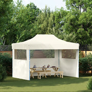 Gazebo Professionale Pieghevole con 3 Pareti 3x4m Acciaio Crema 48893