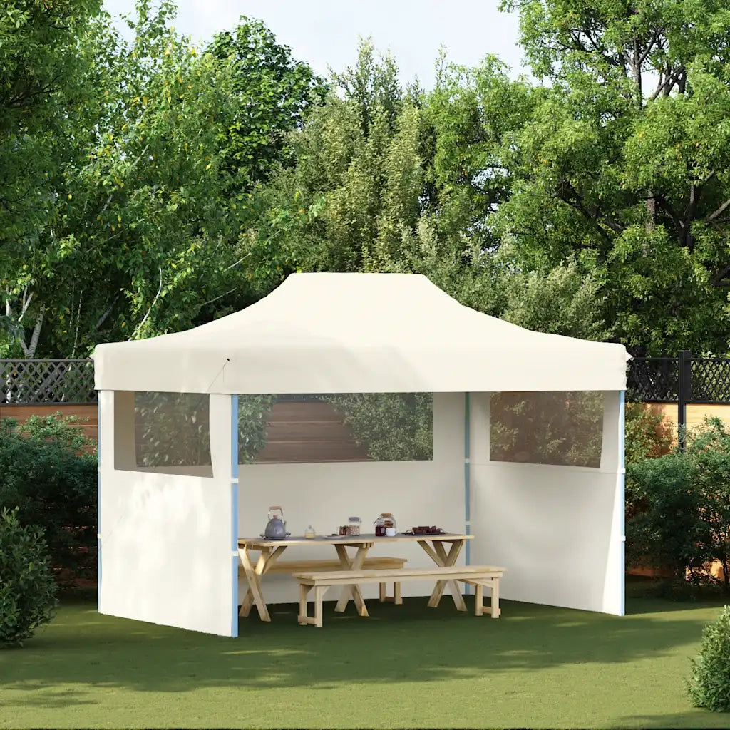 Gazebo Professionale Pieghevole con 3 Pareti 3x4m Acciaio Crema 48893