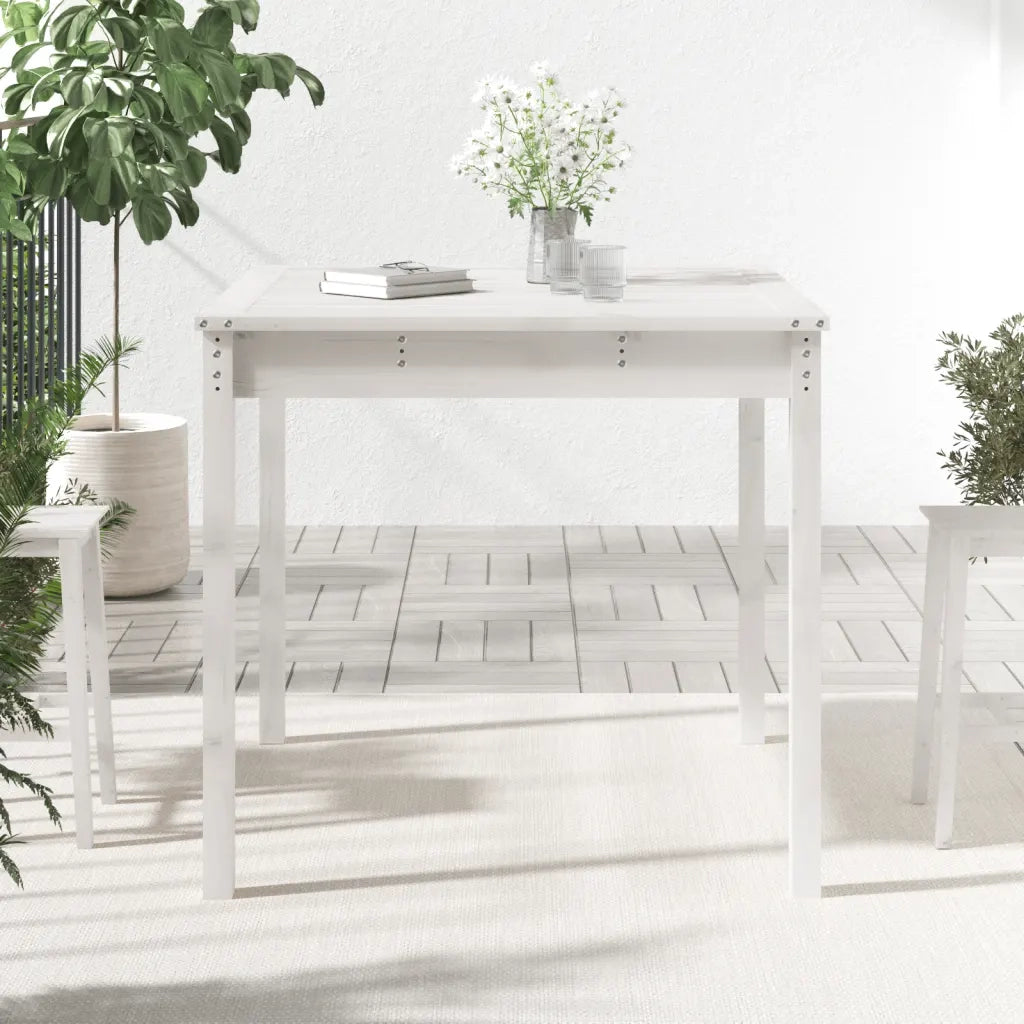 Tavolo da Giardino | Tavolino da esterno Bianco 82,5x82,5x76cm Legno Massello di Pino