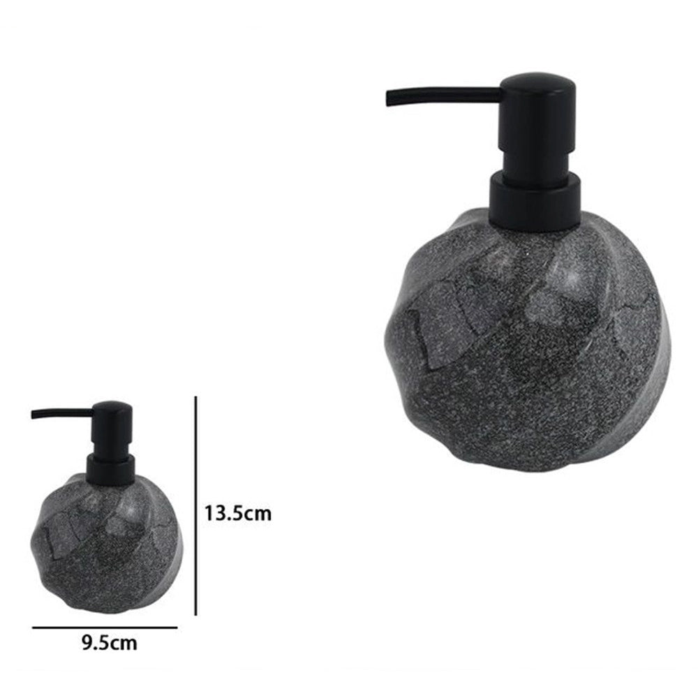 Trade Shop - Dispenser Porta Sapone Liquido Sferico In Ceramica Rigato Marmo Nero Arredo Bagno 87794 -
