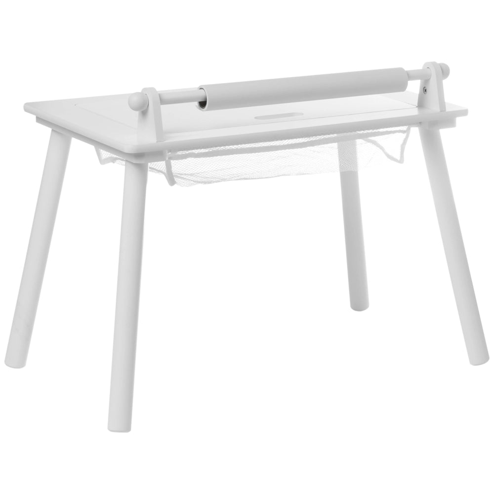 Set tavolo e sedie per bambini in MDF bianco con gambe in legno di pino Rotolo di carta aggiuntivo Copertura Stile scandinavo