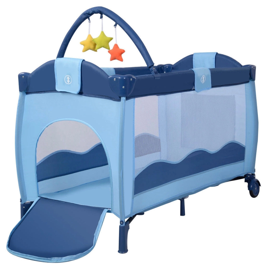 Culla lettino pieghevole da viaggio per bambini con borsa di trasporto 124x65x77cm Blu