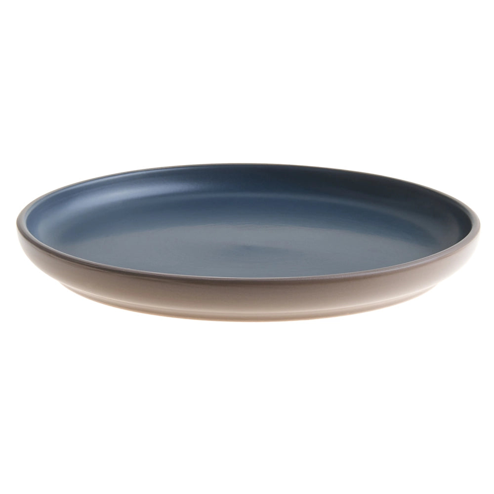 Servizio da tavola 16 pezzi in gres beige e blu elegante per cucina e sala da pranzo con finitura smaltata colorata per 4 persone
