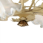 Lampadario Arte Povera Cesto Metallo Avorio E Oro 8 Luci E14