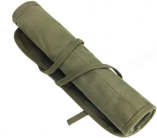 Etui per pennelli 22 posizioni - borsa di stoccaggio per pennelli - borsa di stoccaggio raccoglibile - non include spazzola - colore verde oliva