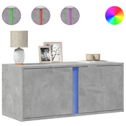 Mobile TV a Parete | Armadietto TV | Mobile Porta TV con Luci LED Grigio Cemento 80x31x35 cm