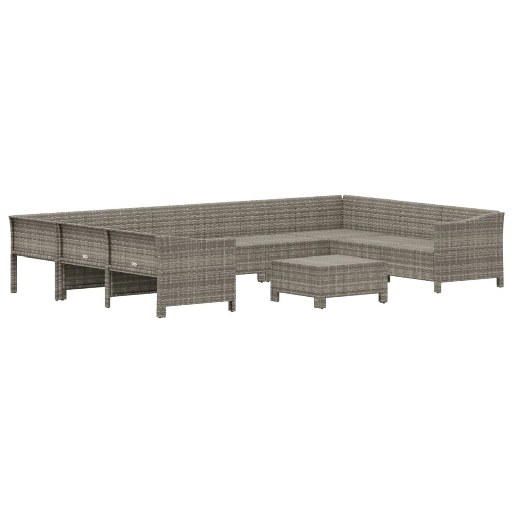 Set di mobili da giardino mobili da esterno 10 pezzi con cuscini resina intrecciata grigia 02_0015067
