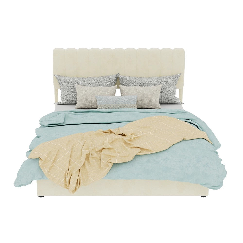 Letto Contenitore Imbottito con Testiera ¨C MINIMAL ¨C Beige 140x200 con Materasso
