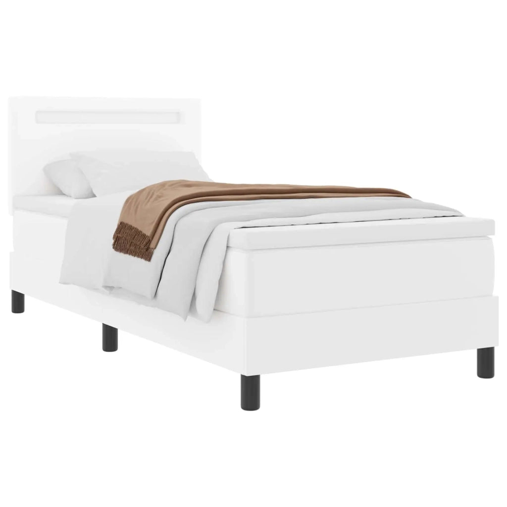 Letto a molle con materasso Bianco 90 x 200 cm Pelle sintetica 3339033