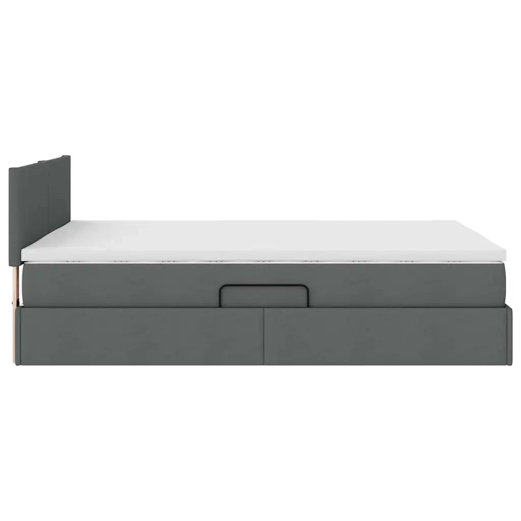 Letto con contenitore e materasso Grigio scuro 140 x 190 cm